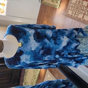 Grace Elements Blue Long Tunic Top Dress Size Large Measures 38" Bust